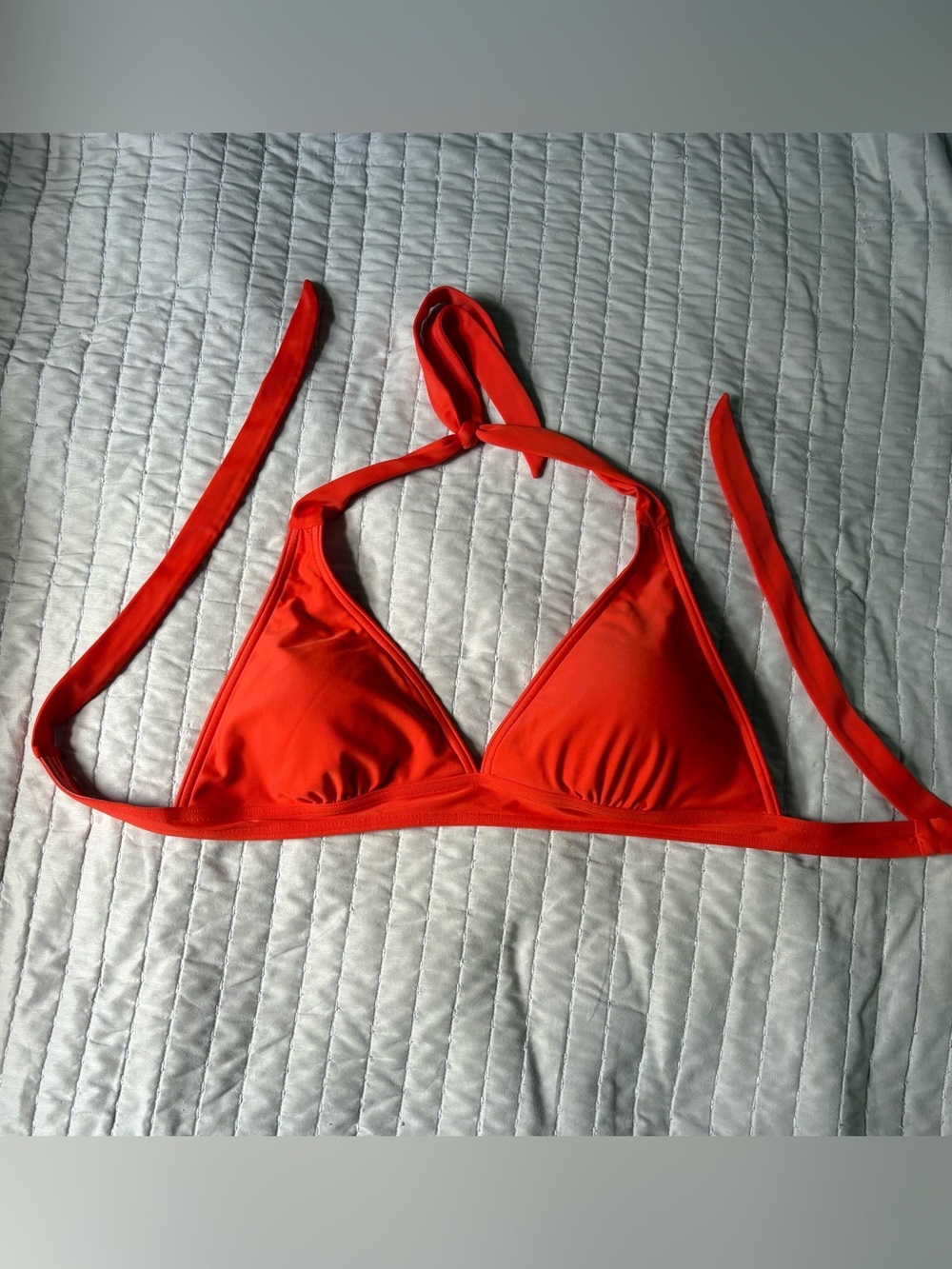 prAna women’s Lahari Triangle Halter Swim Top vibrant orange/carmine pink sz M